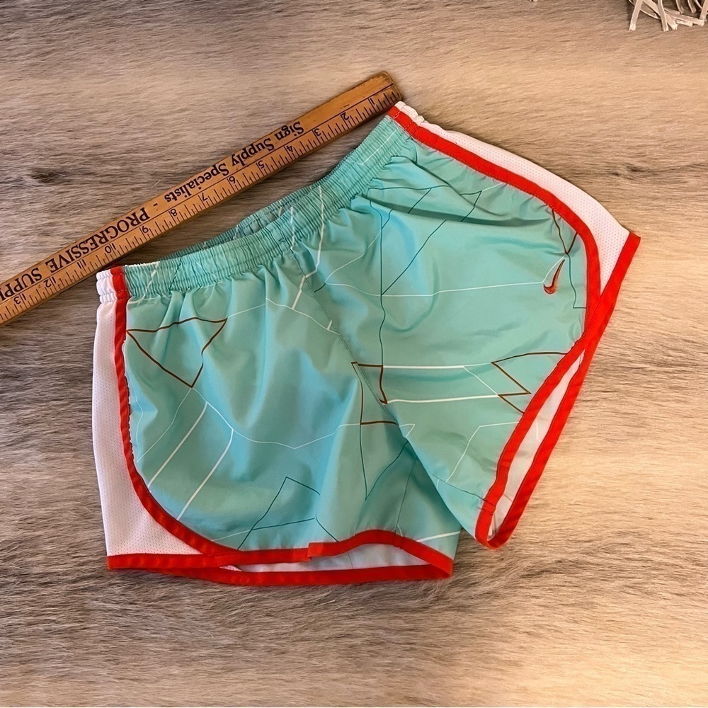 NIKE Dry Fit Aqua Orange Graphic Swoosh Lightweight Athletic M Shorts Workout - Picture 7 of 9